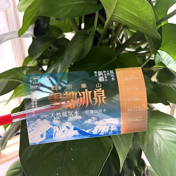 2024 Custom Transparent Water Bottle Labels Sticker Vinyl Waterproof Clear Gold Foil Logo Mineral Water Label Design