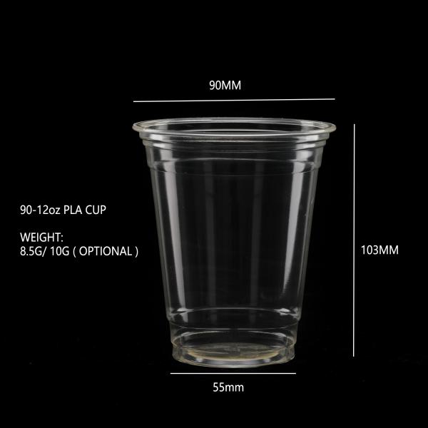 Disposable Biodegradable 12oz PLA Cups For Cold Drink Compostable Plastic Cups