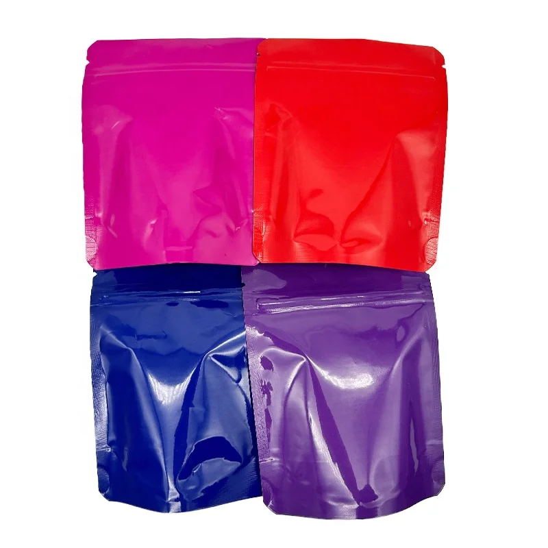 Heat Seal 3.5g 7g Oz Blank Bags Zipper Stand Up Mylar Bags Matte White Holographic Surface Pouch Food Snacks Packaging