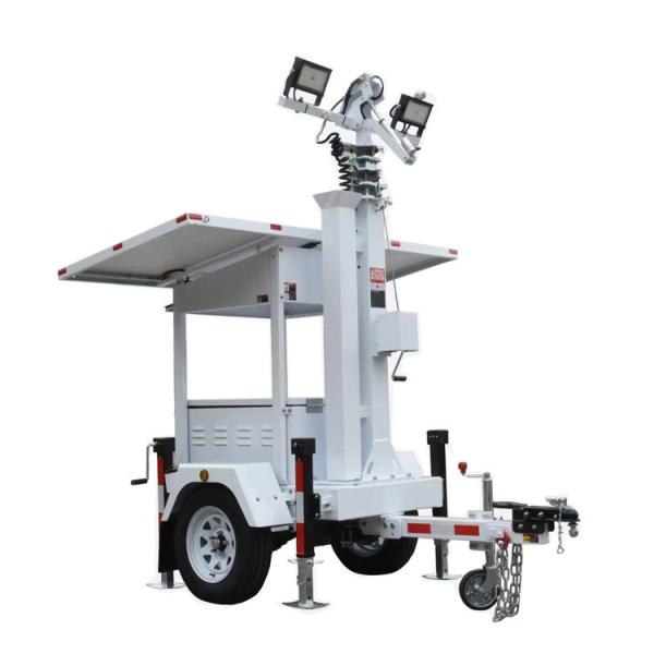 Solar Surveillance Security Camera Trailer Solar Light Tower For Outdoor Night Lighting