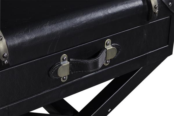 Metal Table Leg Black Top Genuine Leather End Tables Plywood Frame Full Hand Craft