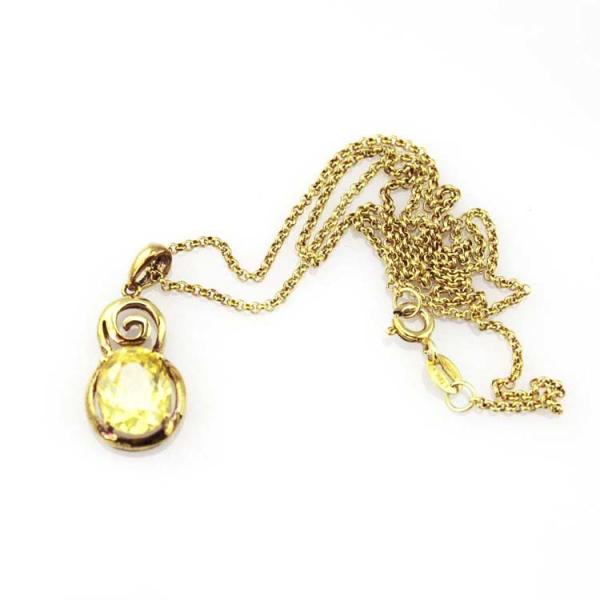 18k Yellow Gold Plated  Silver Jewelry Yellow Citrine Cubic Zircon Pendant(PSJ0414)