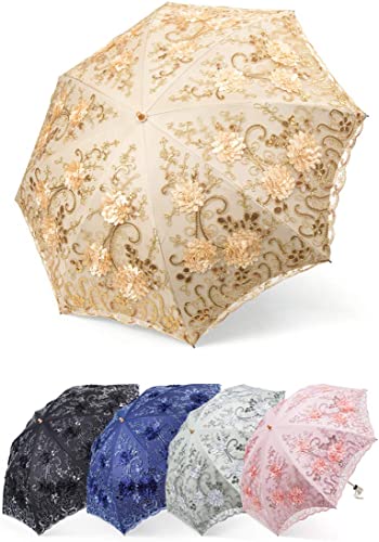 190T Pongee Fabric Umbrella Fully-automatic Battenburg Lace for Vintage 3D Performance