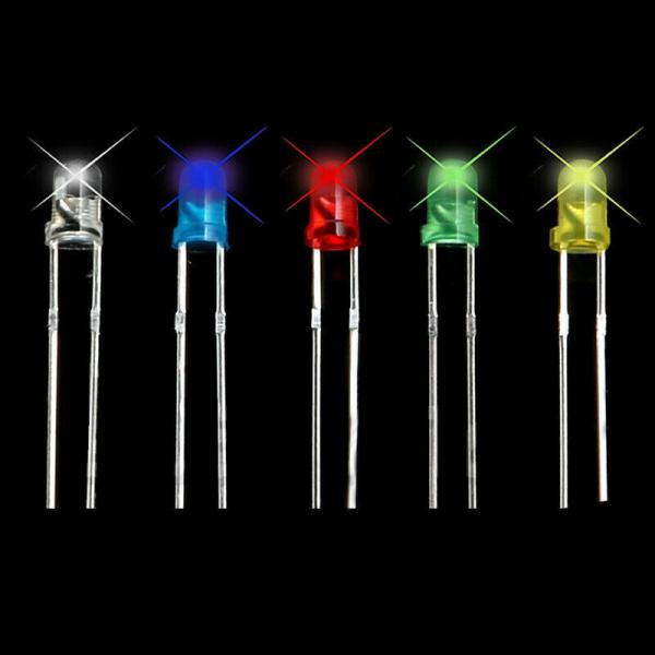 500Pcs/lot 3mm LED Diode Kit Ultra Bright LEDs Lights Lamp Emitting Diodes White Yellow Red Blue Green DIY Kit Set Bulb