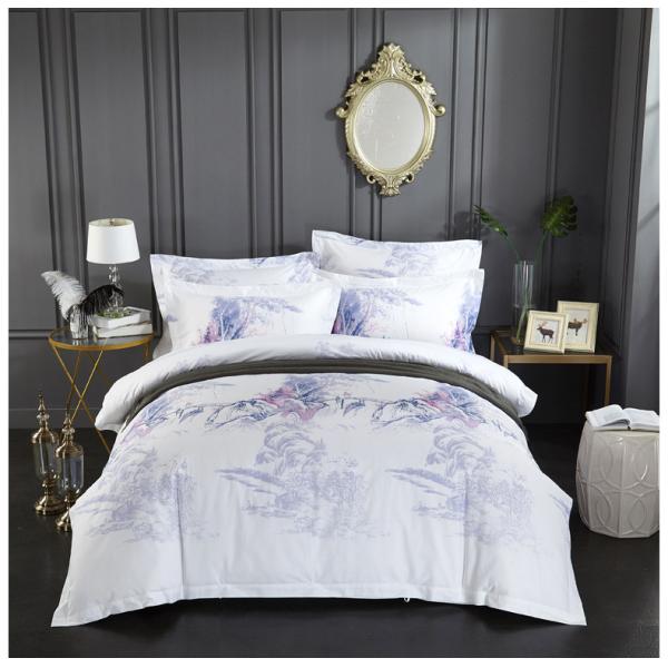 300tc style ethnique chinois imprimé lit en coton de quatre pièces pour un hôtel populaire