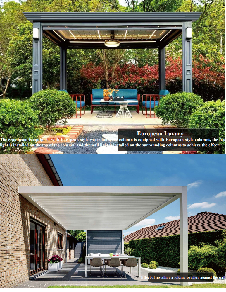 Telescopic Motorized Metal Skylight Ceiling Waterproof Sunshade Folding Roof Garden Aluminum Retractable Pergola