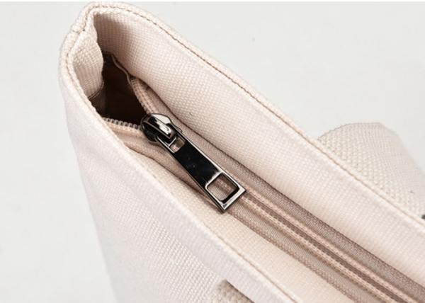 Foldable Large Reusable Tote Bags Canvas Shopping Bags With Zip For Lady