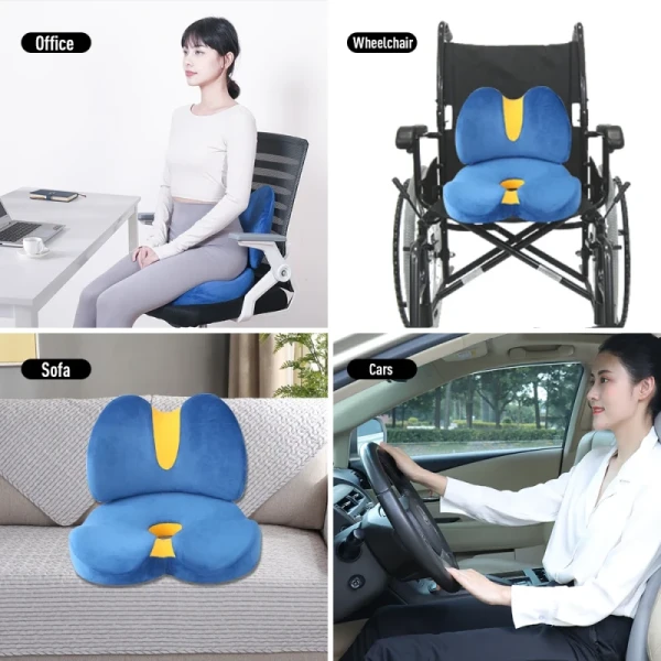 2 in 1 Memory Foam Seat Cushion with Back Support Cushion 35.2X41X9.5cm / 38.6x27x10cm