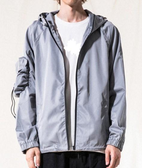 Chic Mens Hooded Zip Up Jackets , Anorak Pocket Nylon Hooded Windbreaker