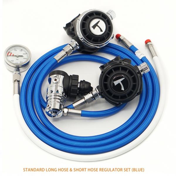 Short Hose Sidemount Scuba Diving Regulator Set Customizable For Underwater Diving