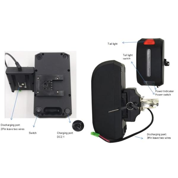 250w E bike Battery 24v 14.5ah With Tail Light Discharging