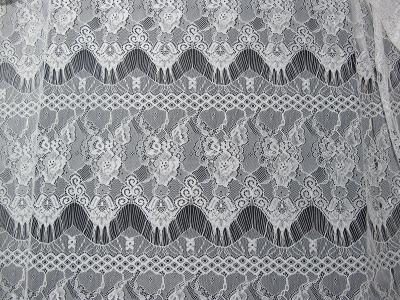 White Floral Nylon Lace Fabric Eyelash Lace Trim For Lady Dress