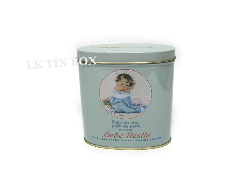 115 * 55 * 120mm Nestle Oval Shaped Coffee Tin Box With Printing / Embossing