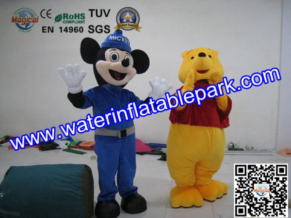 Plush Advertising Mascot Costume , Mickey And Winnie Mascot