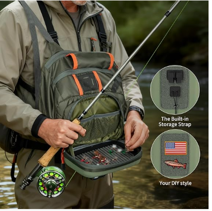 Fishing Backpack Tackle Bag with Workstation & Net Holder | Fits up to 2 x 3600 tackle boxes , MOLLE System, EVA Hardshell Lightweight Outdoor Pack