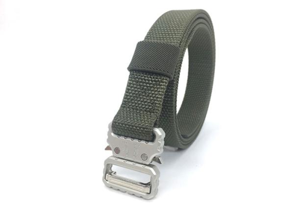 Army Green Polyester Webbing Belt / Men Waist Belt With Plastic Buckle