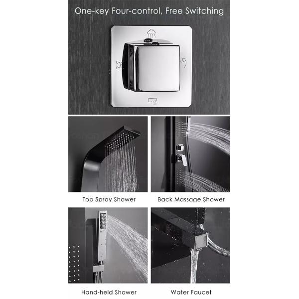 Стена панели ливня установила термостатическую черную нержавеющую сталь ванны осадок спа