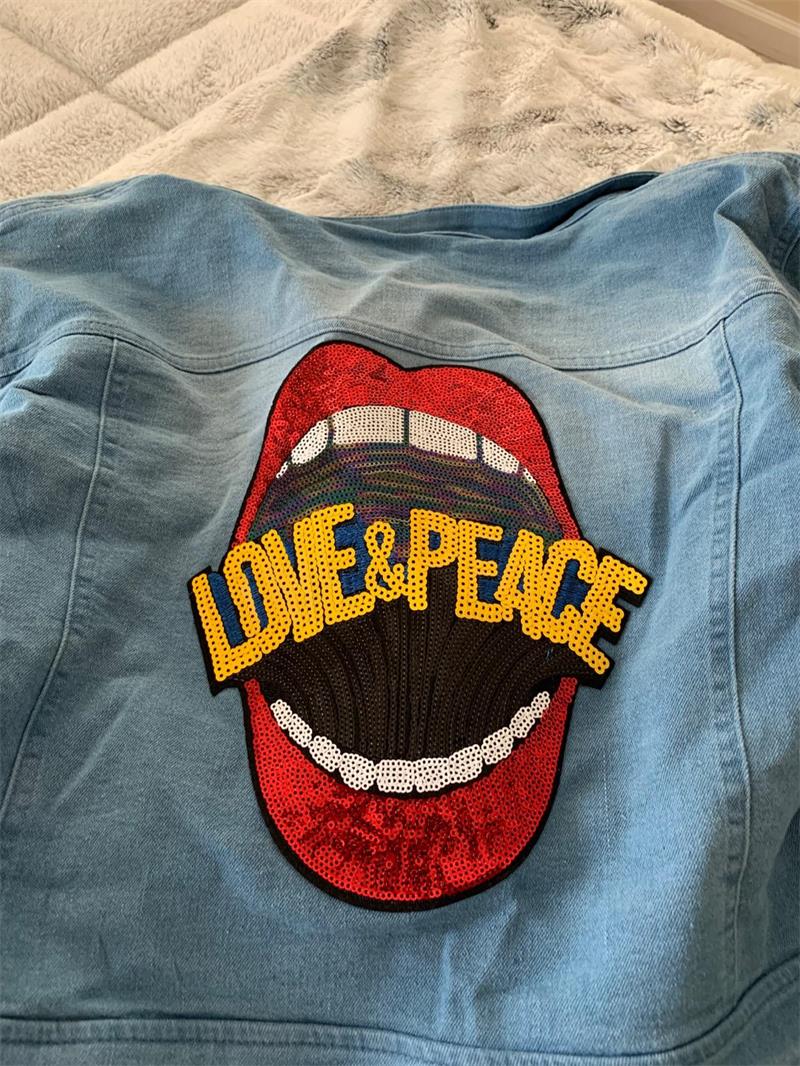 Customized Heart Shaped Red Bead Embroidery Applique Patch Wholesale Heart Embroidered Bead Patch