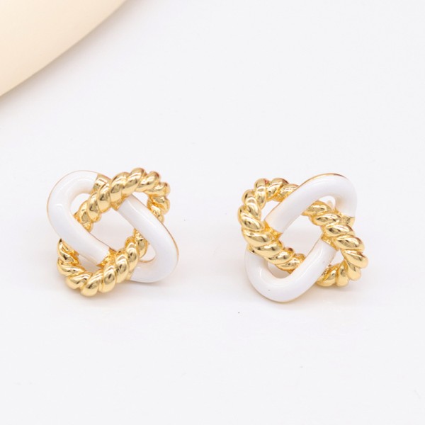 Lovely Trendy Earring Stud Earrings Female Silver Needle Black White Love Zirconia Rope Shape Wholesale for Women Girls