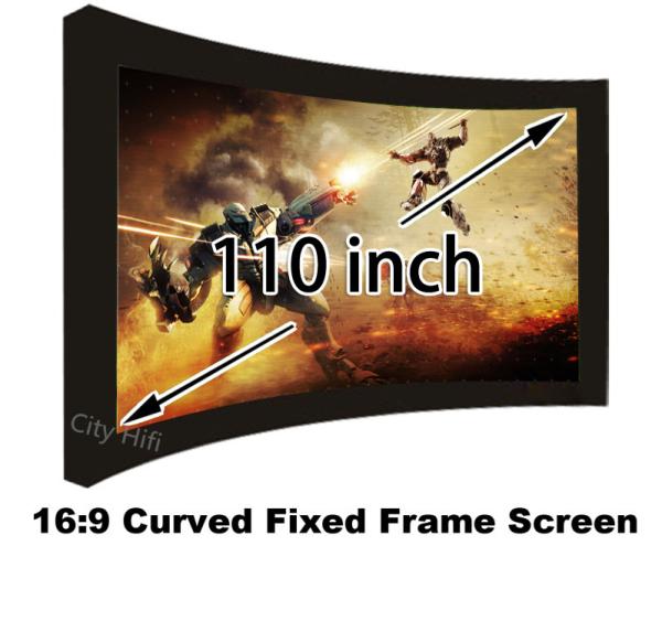 High Brightness 110 Arc Fixed Frame Wall Mounting Cinema Projection Screen 16:9 Format