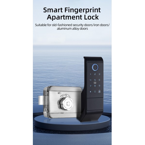 Inteligente Ttlock Smart Door Lock Keyless Wifi Biometric Fingerprint Electric Rim Lock External Anti-theft Bull Head Lock