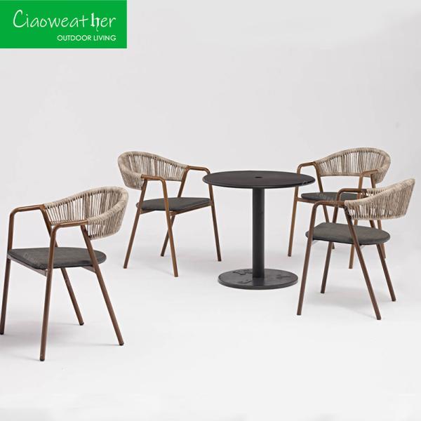 Meubles d'extérieur de bureau à domicile arrière en aluminium métallique patio en rotin Chaises de jardin ensemble pour général dans les meubles d'extérieur