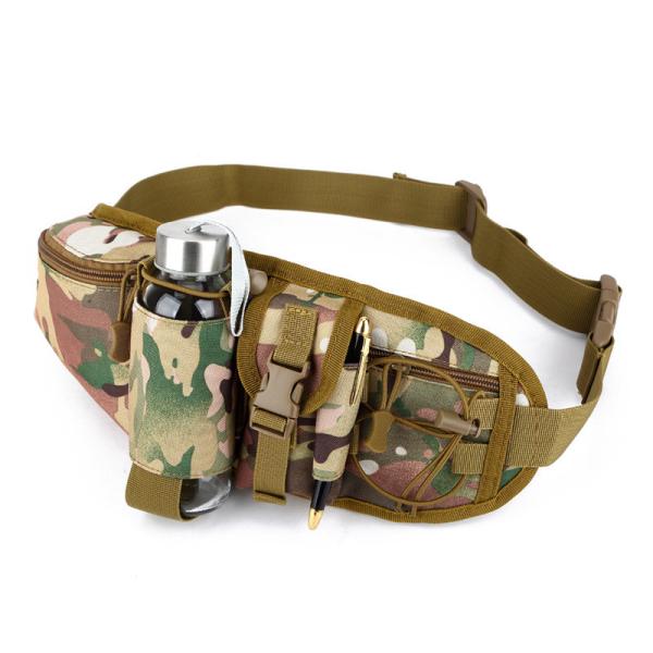 Outdoor Sports Bag Tactical Camouflage Waist Pack with Waterproof Material Adjustable Strap and Convenient Water Cup Holder Design