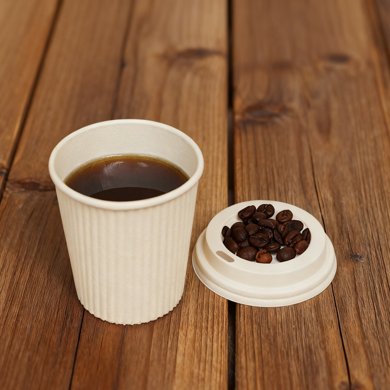 Custom Logo Eco-Friendly Water-Based Coating Double Wall Coffee Paper Cup with Lid