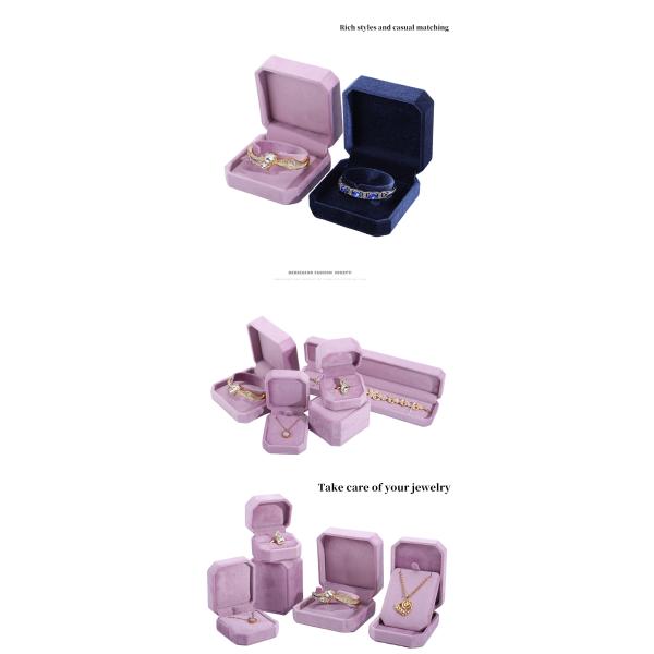 Hign quality  jewelry box hign end handmade blue velvet jewellery box with logo