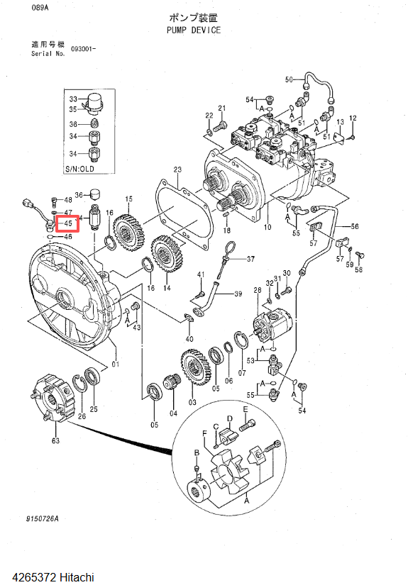 4265372 Revolution Speed Sensor Hitachi EX100 120 135  Excavator Isuzu 6BD1 4BG1  Part