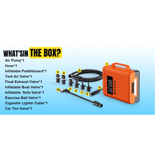 Paddle Board Electric Pump Portable Rechargeable SUP Air Pump, 16000mAh  capacity Inflation & Deflation, Auto-Off for Stand Up Paddle Boards, Boats, Kayaks and Tent