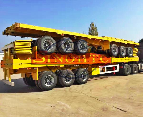 Container 48 FT Flatbed Trailer , Standard FUWA Tri Axle Flatbed Trailer