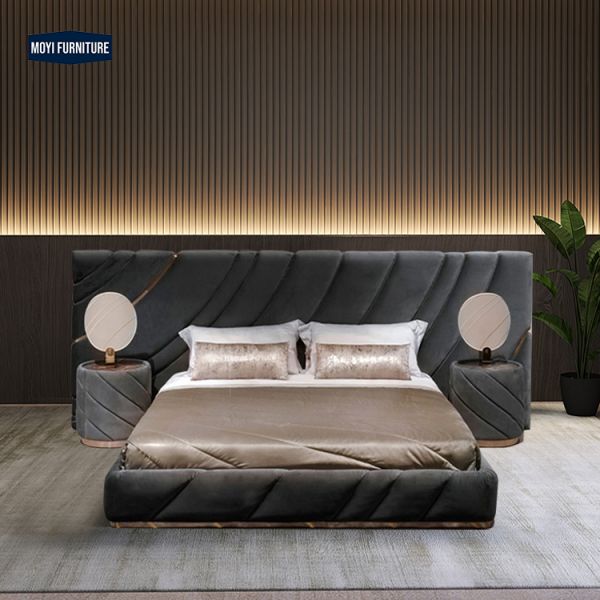 Velvet Upholstery Material King Size Bed Frame Modern Double Bedroom Luxury Bed Set Customize Size