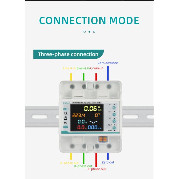 3-Phase WiFi Reclosing Protector: Tuya Smart, 10 Protections, PV Meter