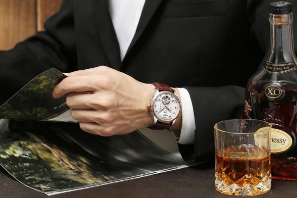 KINYUED Men's business waterproof automatic wrist watches fashion hollow mechanical watches