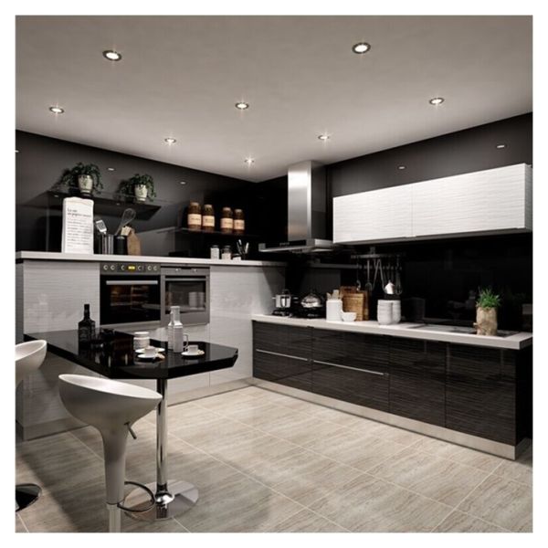High Gloss Black  Modern Kitchen Cabinet Smart Complete Kitchen Cabinets