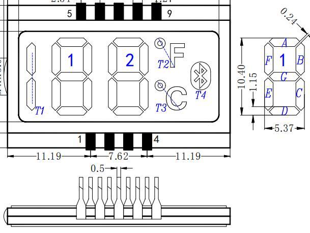 Factory OEM/ODM Customized Size STN 3 digit  Small  LCD Screen Display For Temperature 