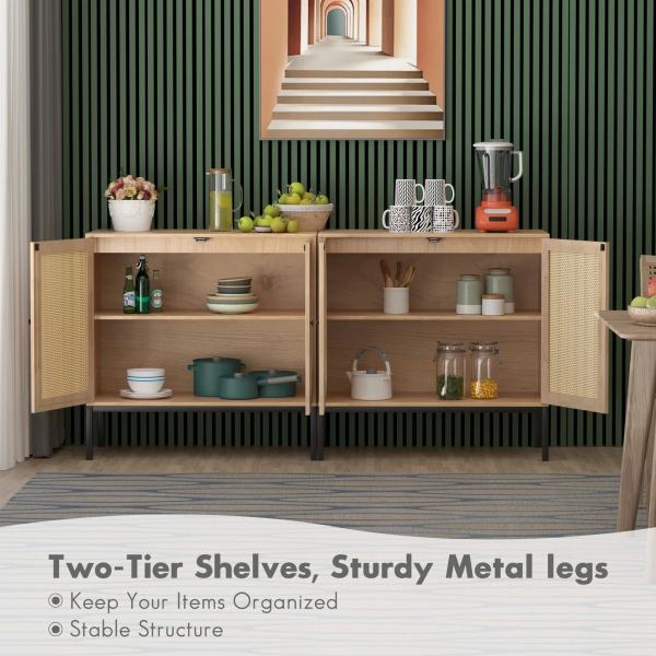 Decorative MDF Slat Wood Cabinet Sideboard Kitchen Apartment