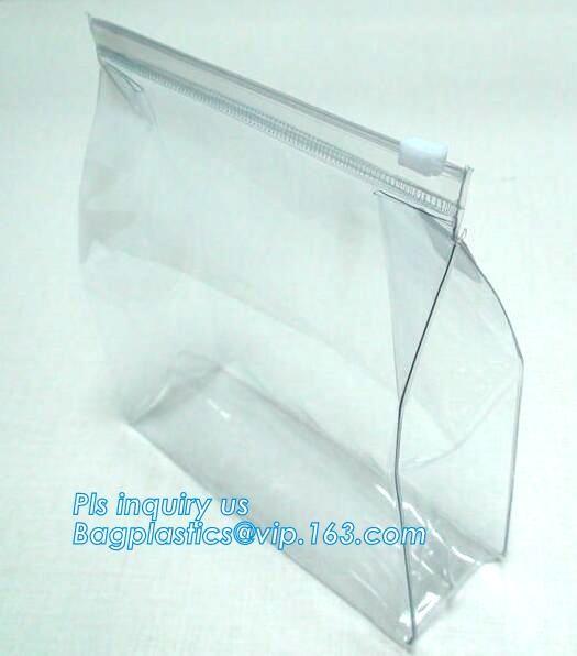 slider zipper PVC plastic bag for packing bed sheet, Flat Zipper Top PVC Slider Zipper Bags For Towel Washing Goods Pack