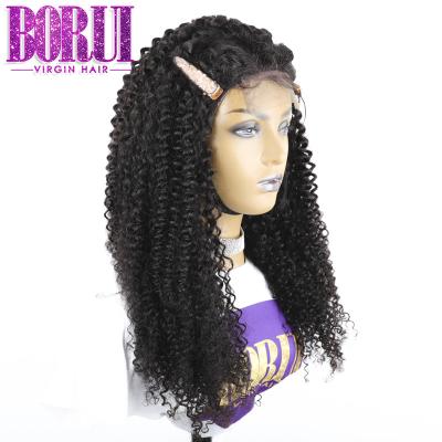 Cabelo humano indiano, peruca encaracolado perverso feita sob encomenda do fechamento do laço com densidade do cabelo 250% do bebê