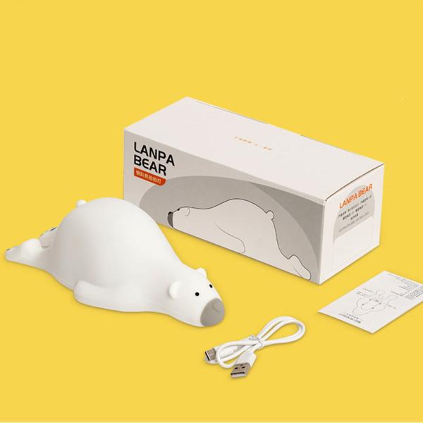 Gift Led Children Sleeping Night Light Rechargeable Silicone Squishy Bear Desktop