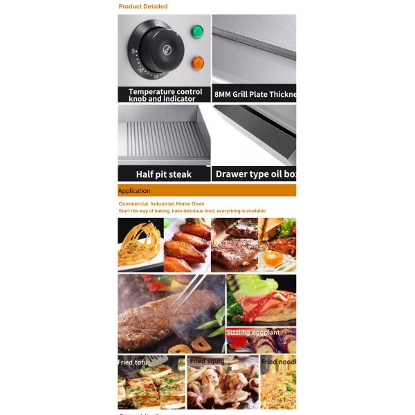 Équipement de restauration commerciale Grill plat en acier inoxydable Grill électrique