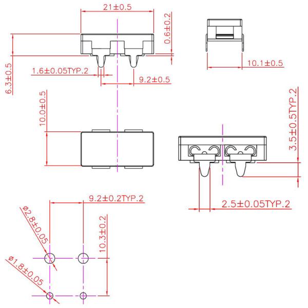 Стандартная плавкая часть предохранителя DC ATO 32V установки PCB патронов предохранителя лезвия