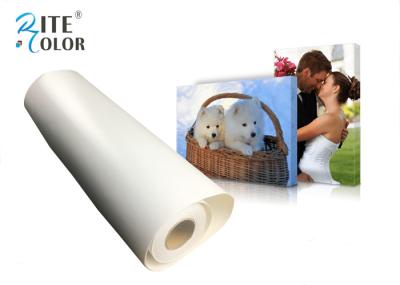 As belas artes imprimem meios solventes de Eco do Inkjet branco do algodão, rolo imprimível de superfície altamente lustroso da lona do algodão 360gsm