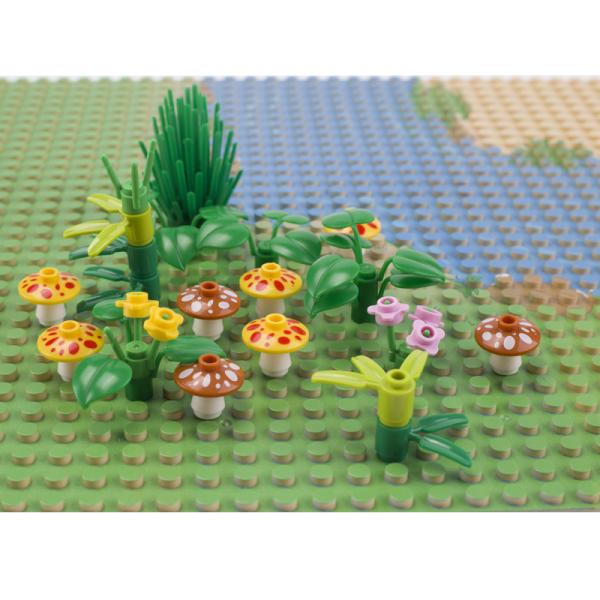 100pcs ABS colorful city field streetscape accessories plant mushroom building blocks toys