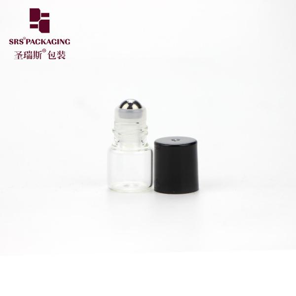 Wholesale cosmetic mini transparent color round essential oil 1ml glass roll on bottle