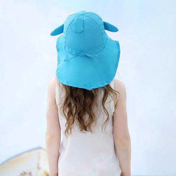 Animal Anti UV Childrens Bucket Hats UPF 50+ Wide Brim blue color