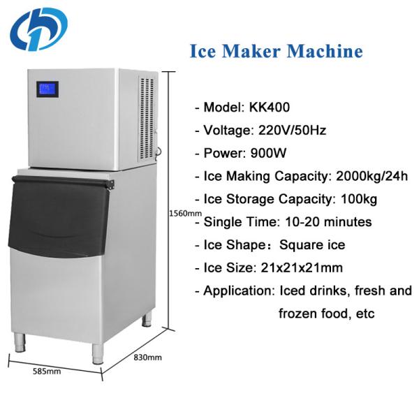 Fast Making Ice Stainless Steel Commercial Ice Cube Maker Machine and Fast Ice Production with 200kg 400kg 500kg Capacity