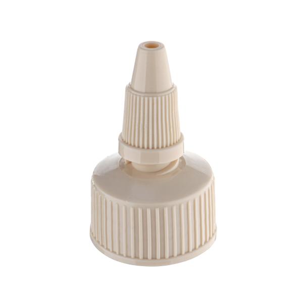 24/410 Beige Plastic Cosmetic Twist - Off Switch Cap, Multi - Functional Sealed Screw Top Cap
