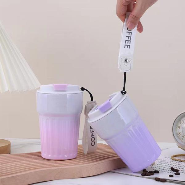 16 Oz Travel Coffee Mug Spill-Proof Insulated Stainless Steel Coffee Mug With Lid & Silicone Sea, Double Wall Vacuum Travel Coffee Tumblers, Cup Holder Friendly Reusable Thermos-Lilac